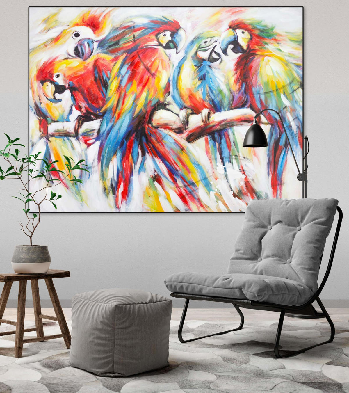 RUČNE MAĽOVANÝ AKRYLOVÝ OBRAZ 100/75 cm, viacfarebný, figurálny motív - viacfarebná, drevo/textil (100/75cm) - KUNSTLOFT