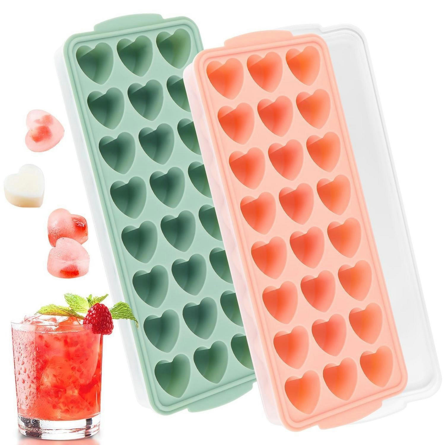 EISWÜRFELFORM Herz 2-teiliges Set Silikon 24-Cavity mit Deckel - Multicolor, Kunststoff (3/1/5cm)