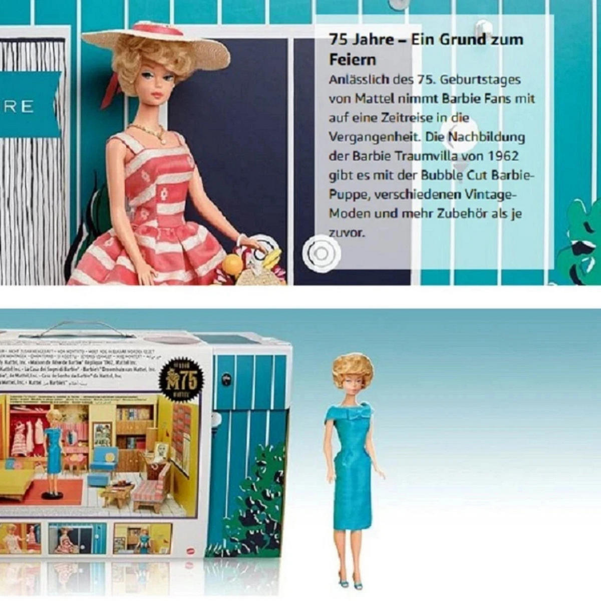 PUPPENHAUS Retro Villa Barbie Haus 1962 Möbelset - Gelb, Holz - Barbie