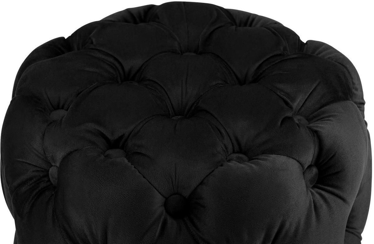 SITZHOCKER Bador Samt Schwarz Hocker Schlafzimmer - Schwarz, Textil (42/46/42cm) - DELUKE