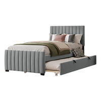 POLSTERBETT 90/190 cm aus Samtstoff mit ausziehbarem Gästebett Grau - Grau, Textil (90/190cm) - Modenvie