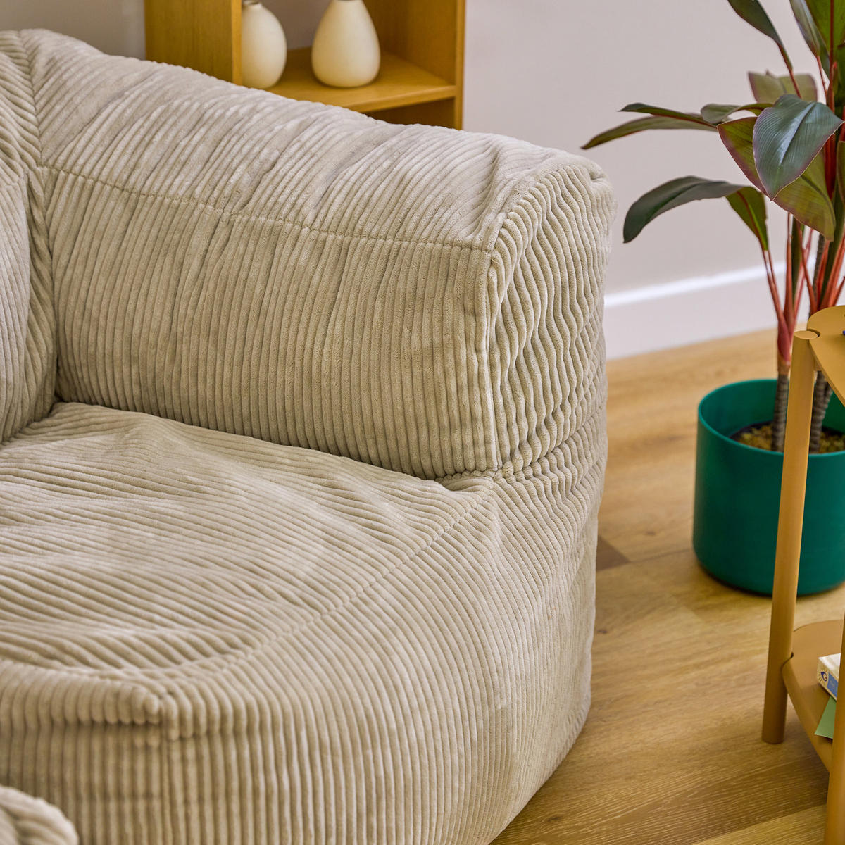 SITZSACK-SOFA 2-tlg.: Ecksessel, Sessel - Beige, Textil (450/68/100cm) - icon