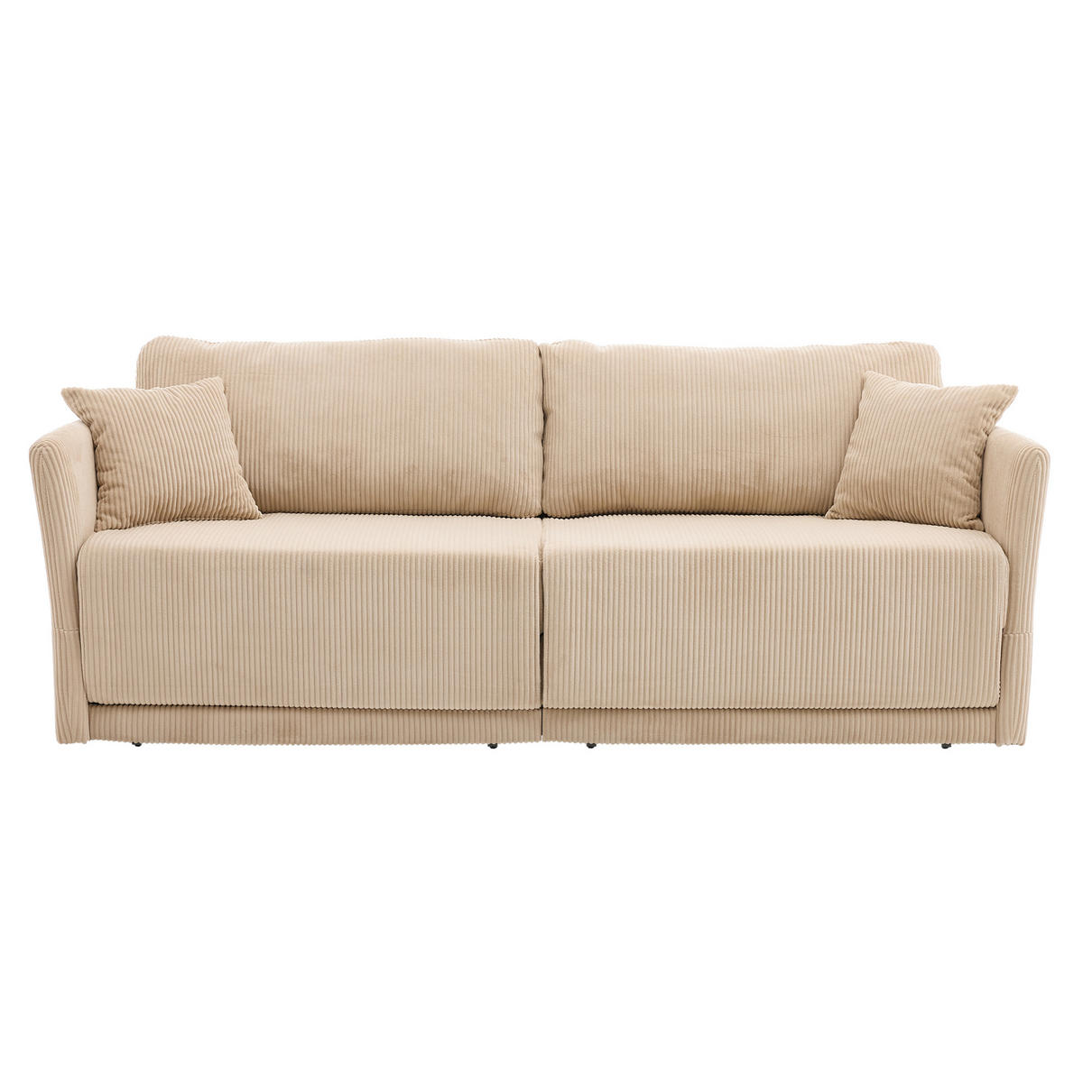 SOFA klappbar 182 cm Beige Cord mit Schlaffunktion - Beige, Kunststoff (182/84/88cm) - Meubliv