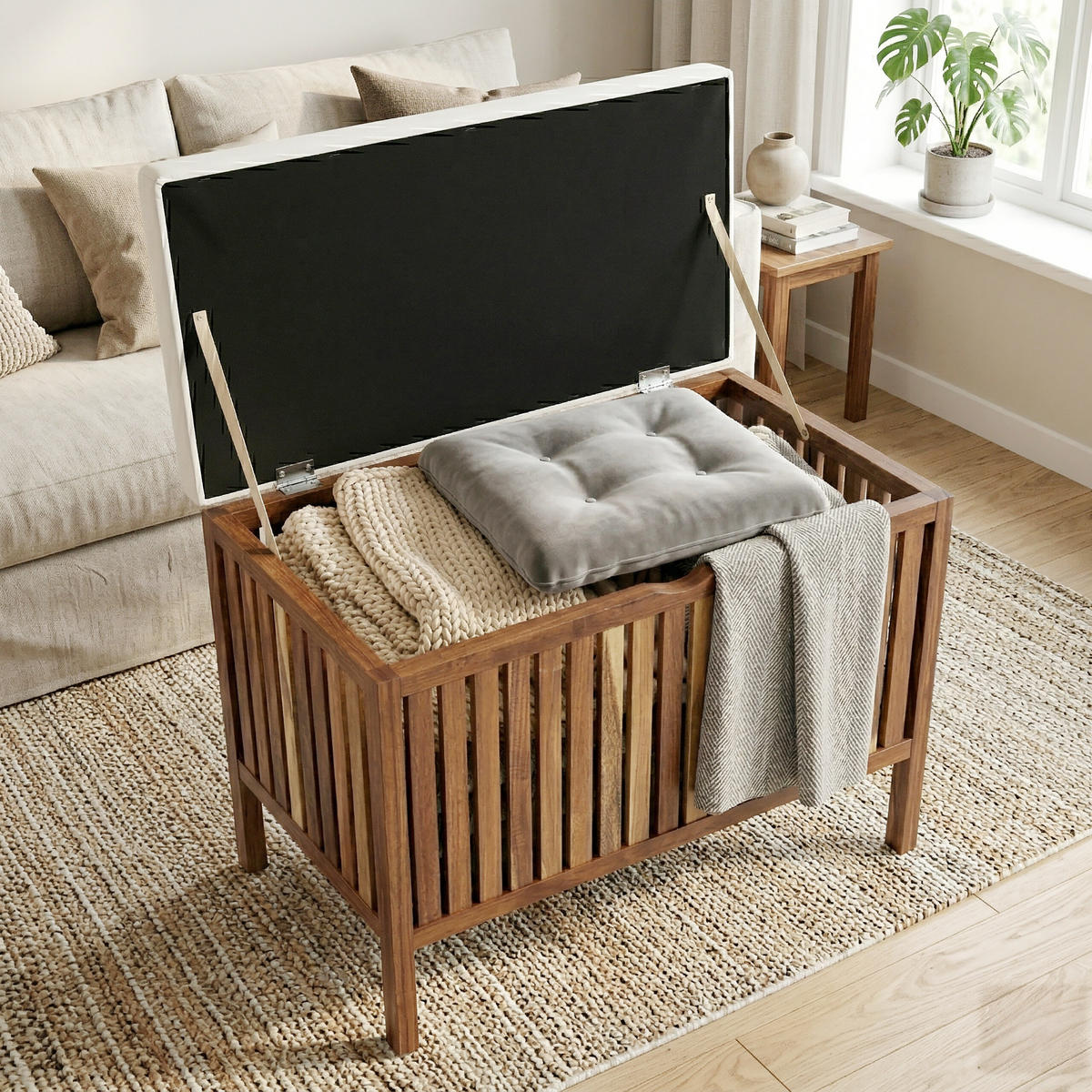 WÄSCHETRUHE - Multicolor, Holz/Holzwerkstoff (78/56/39cm) - Relaxdays
