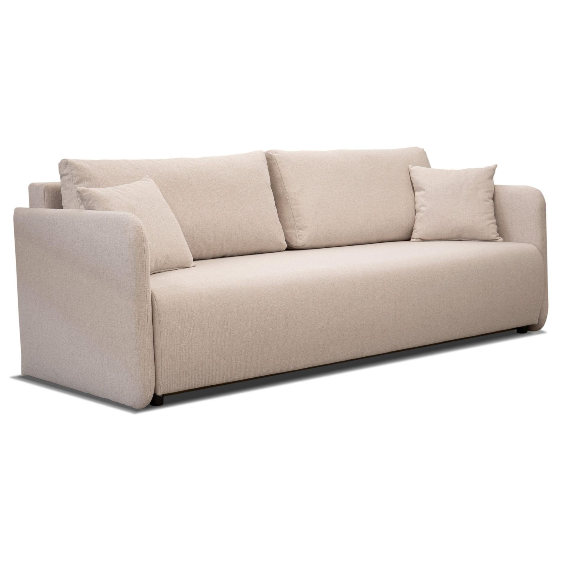 SOFA Anvio hellbeige mit Schlaffunktion - Ecru/Schwarz, Kunststoff/Textil (220/88/100cm) - Selsey