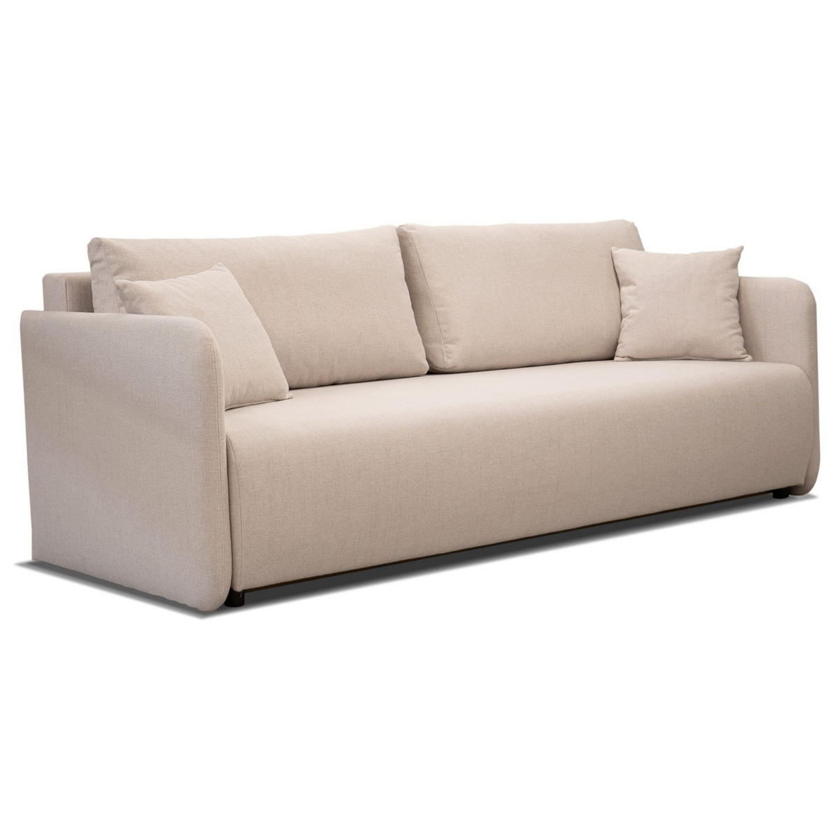 SOFA Anvio hellbeige mit Schlaffunktion - Ecru/Schwarz, Kunststoff/Textil (220/88/100cm) - Selsey