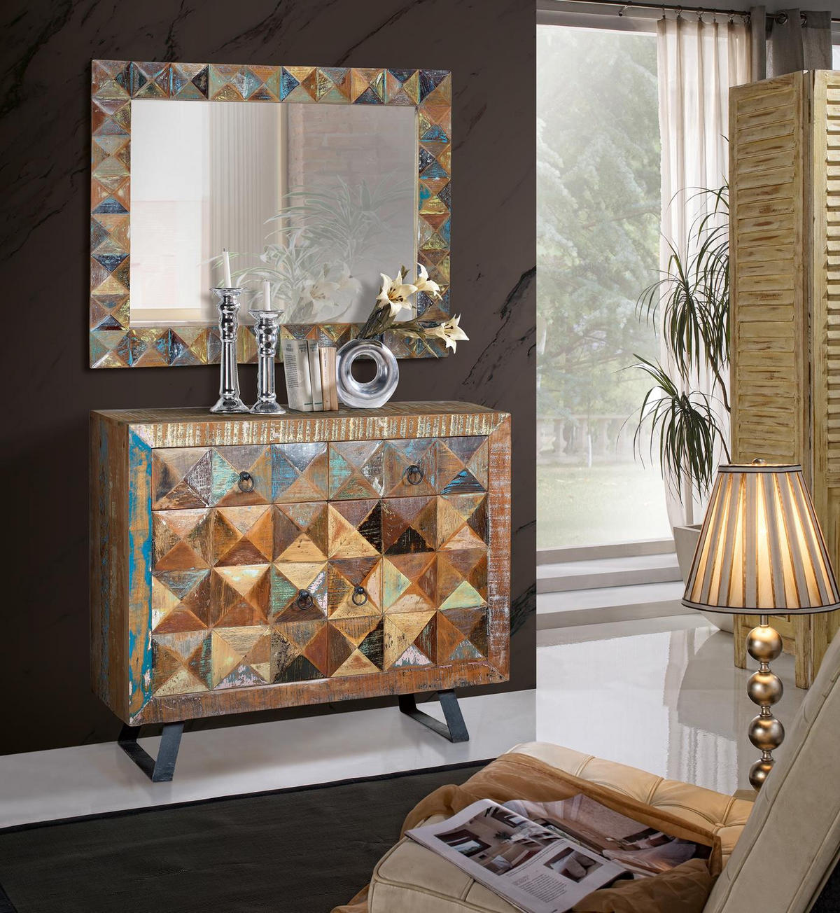 SIDEBOARD aus recyceltem Holz - Chromfarben, Holz (32/87/100cm) - Giner y Colomer