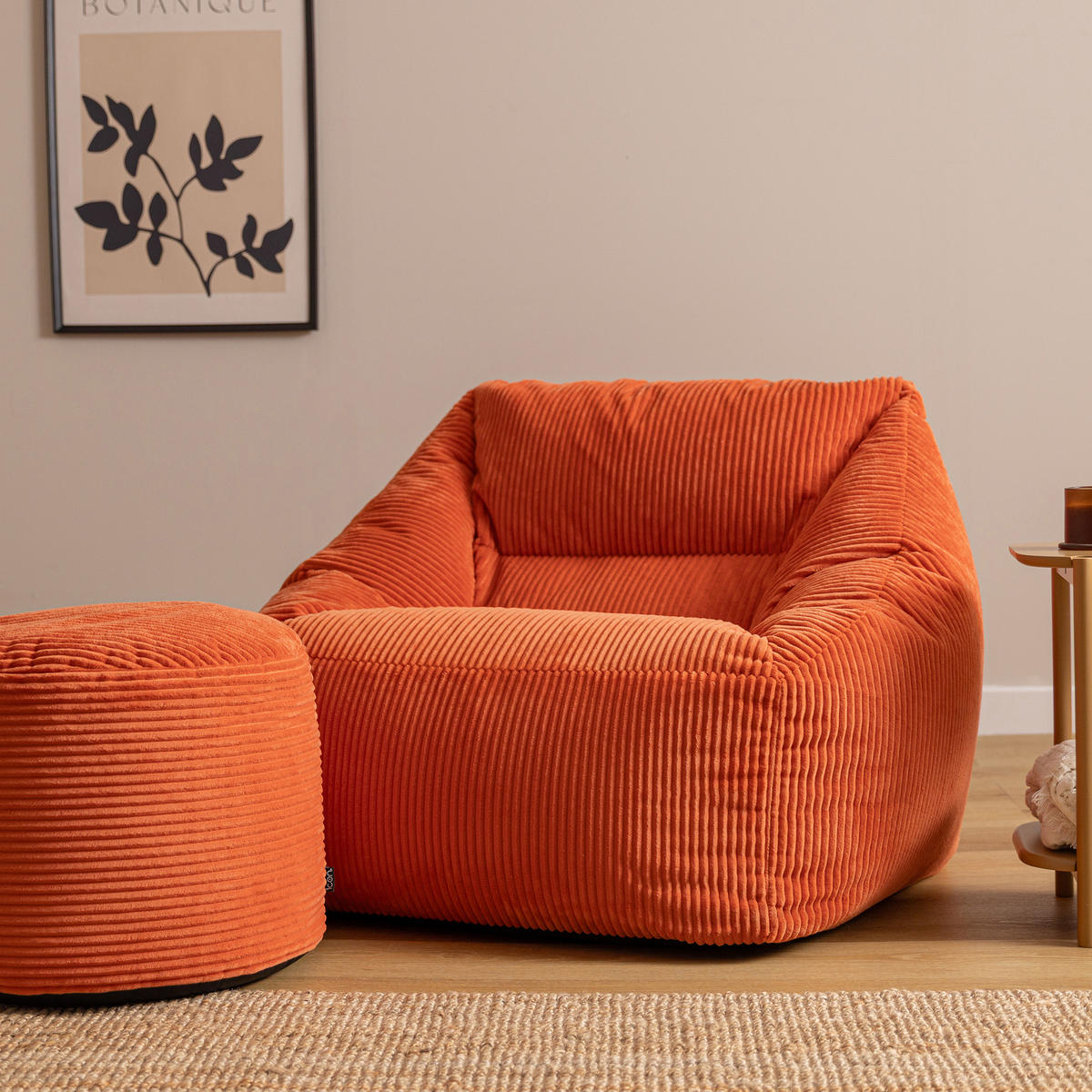 SITZSACK Sessel Natalia + Sitzpouf - Terracotta, Textil (97/73/84cm) - icon