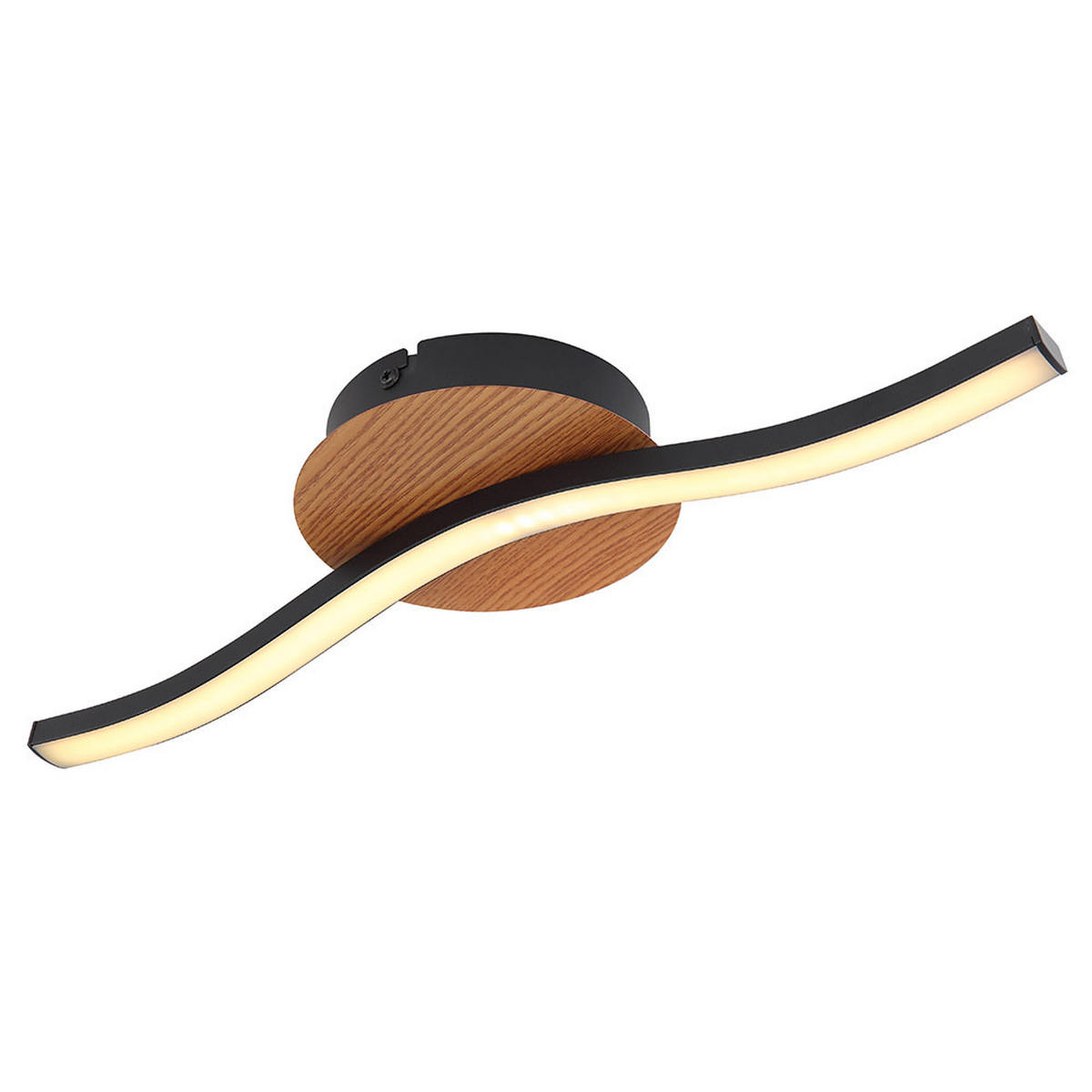 LED DECKENLEUCHTE Metall Holzoptik Schwarz - Schwarz, Metall (45/13/7.3cm) - Globo Lighting