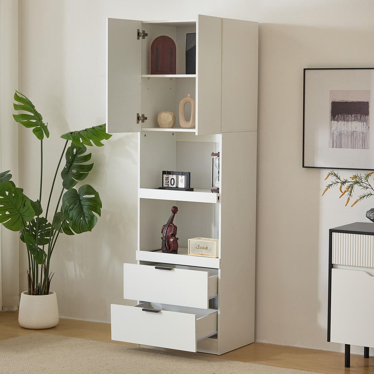 REGAL Weiß 59.5/45/200 cm - Weiß, Holzwerkstoff (59.5/200/45cm) - Urban Meuble