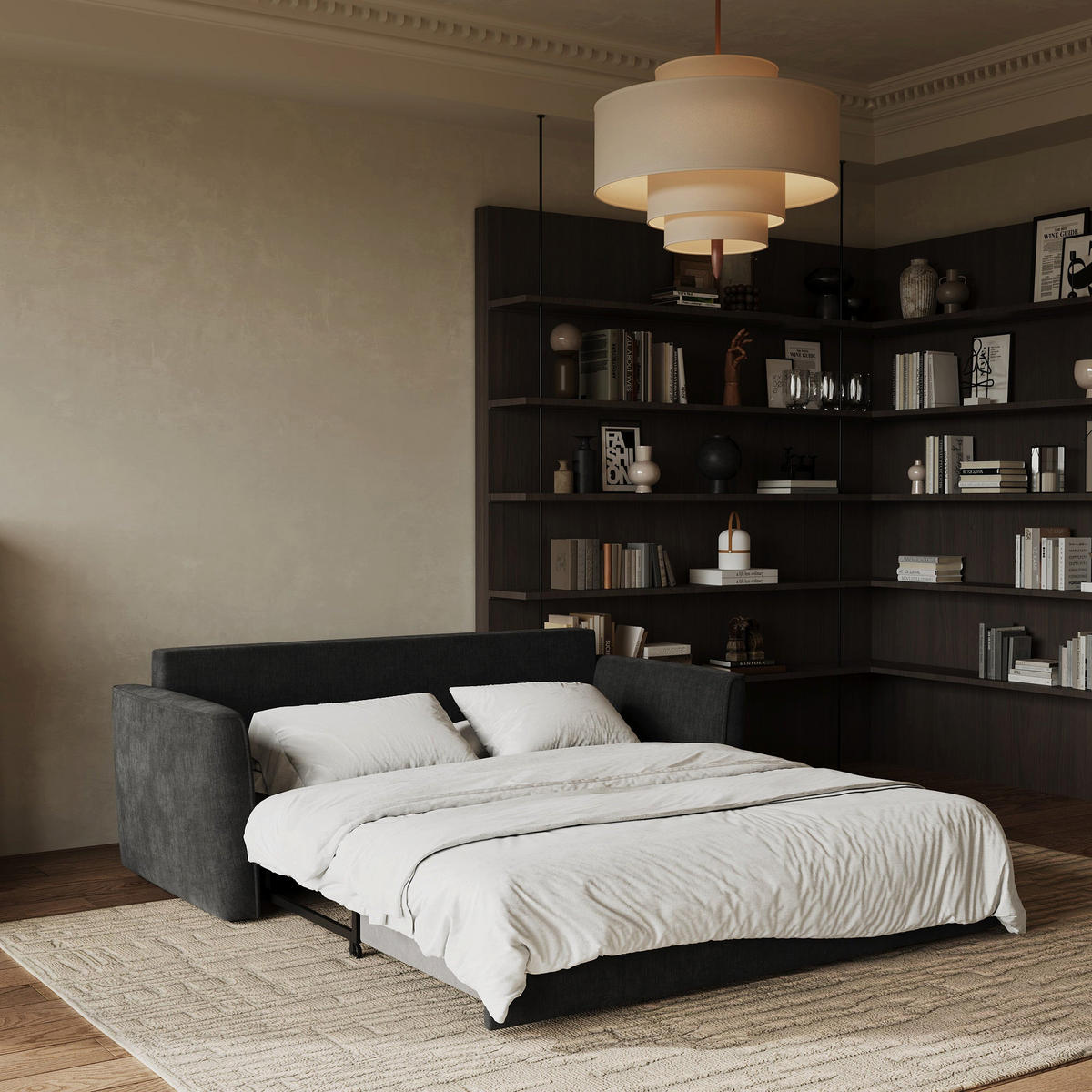 SCHLAFSOFA GERADE Rastergewebe Schwarz 180cm - Schwarz, Textil (180/97/93.5cm) - Sia Home