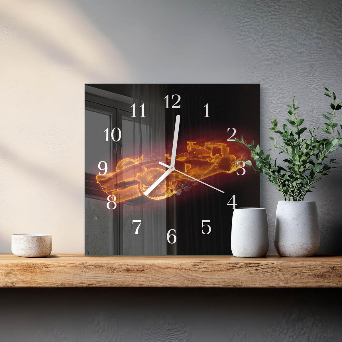 WANDUHR 30x30 cm - Schrott - Orange, Glas (30/30/0.4cm) - TULUP