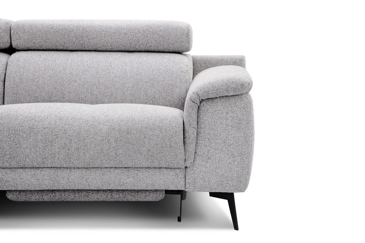 ECKSOFA FIERO 5-Sitzer mit 1 Relaxfunktion, hellgrau - Hellgrau, Holzwerkstoff/Textil (228/290cm) - Courtois Laville
