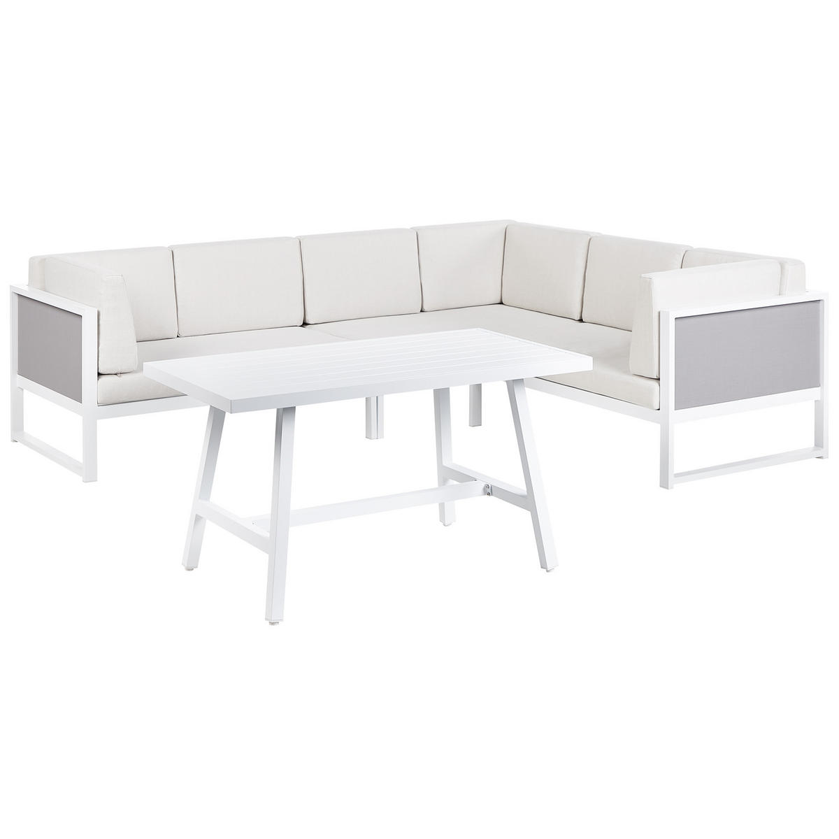 LOUNGE-SET 6-Sitzer Weiß Castella/Fratte - Hellgrau/Weiß, Metall - Beliani