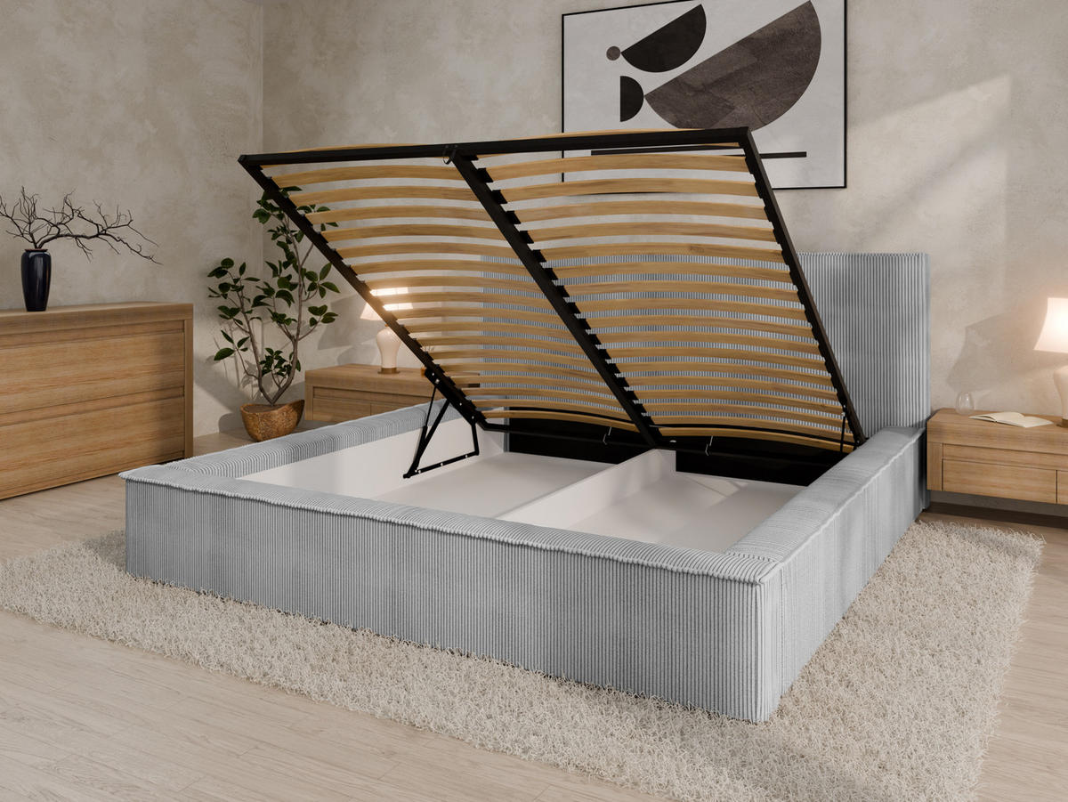 POLSTERBETT SANA180x200cm Elegantes Polsterbett für modernen Wohnstil , Federkernmatratze ELDAR (18cm), grau - Grau, Holz (180/200cm) - Panda Möbel