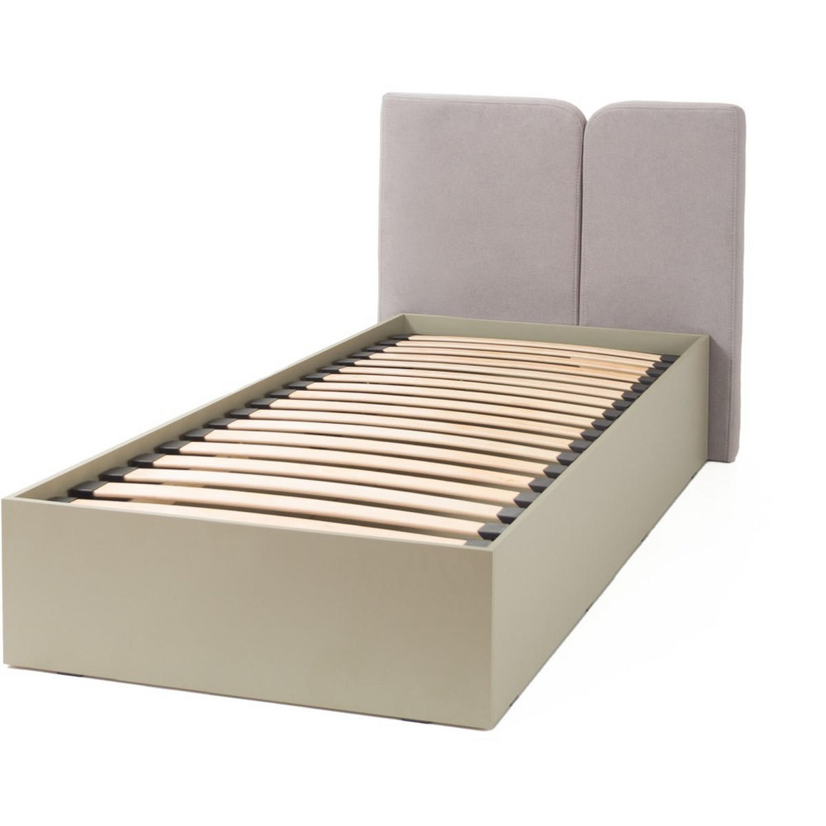 JUGENDBETT Lico mit Bettkasten, 90x200 cm, Sandbeige - Beige/Schwarz, Holzwerkstoff (90/200cm) - Beautysofa