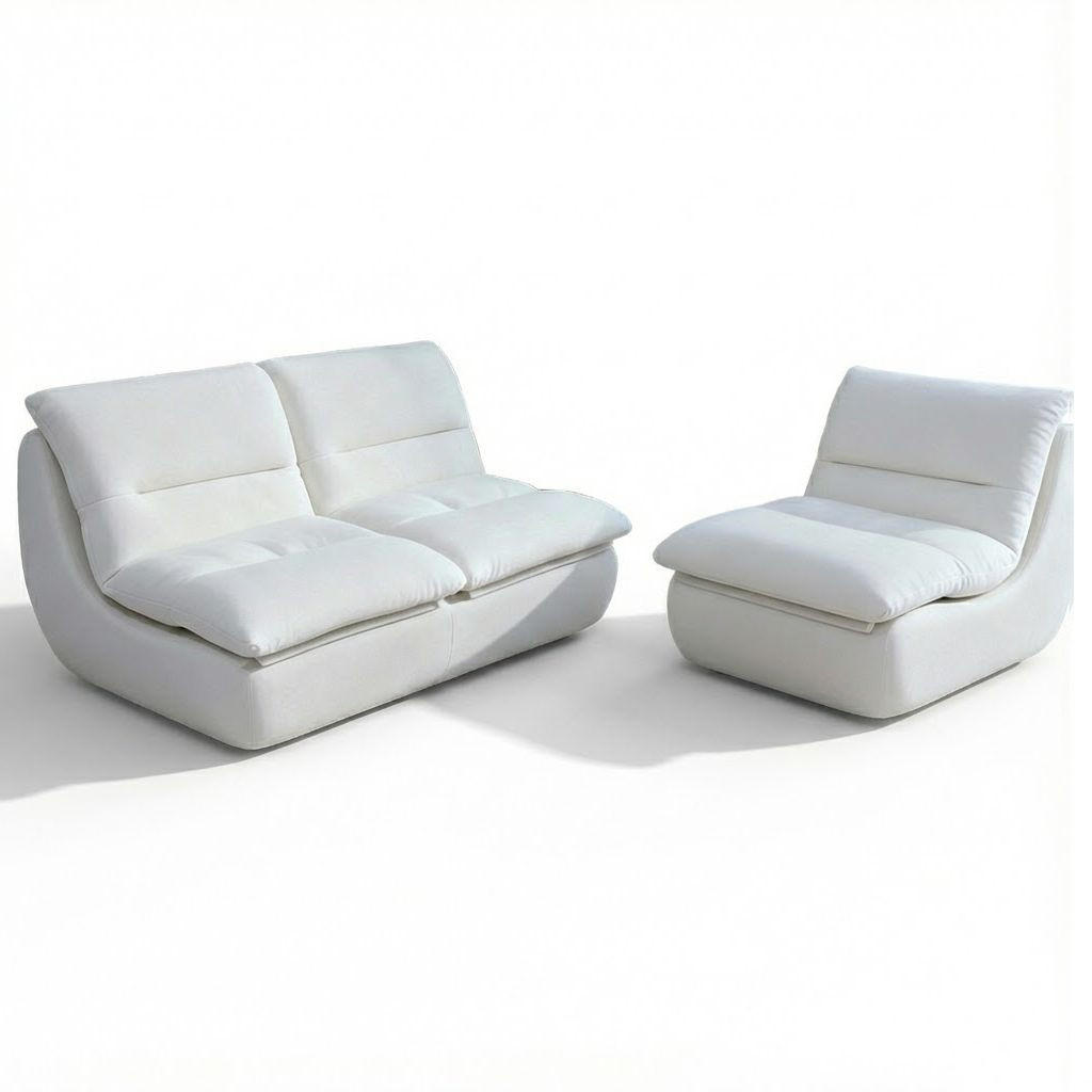 SITZGARNITUR Nuvia Sofa und Sessel Weiß und Weiß - Weiß, Textil (160/73/100cm) - COCO Living