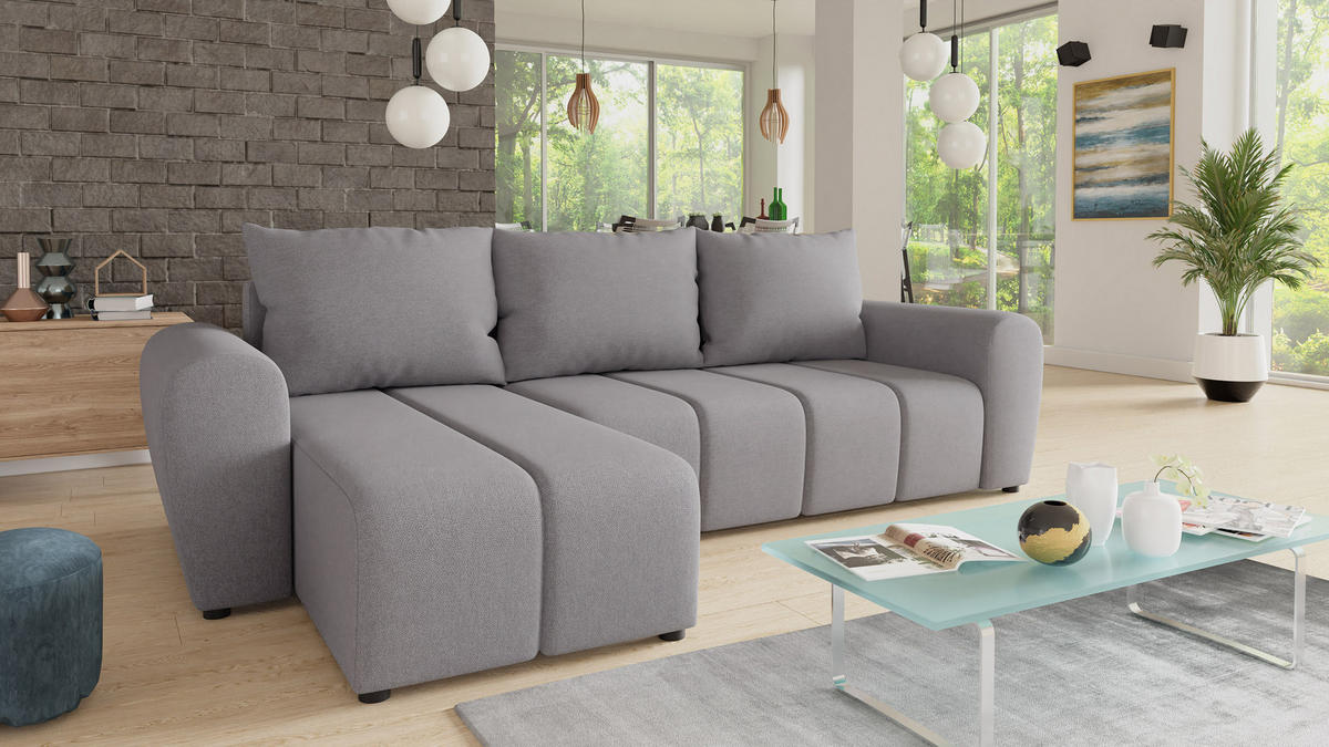 ECKSOFA Cleo L - Grau, Holz/Textil (243/147cm) - Sofnet