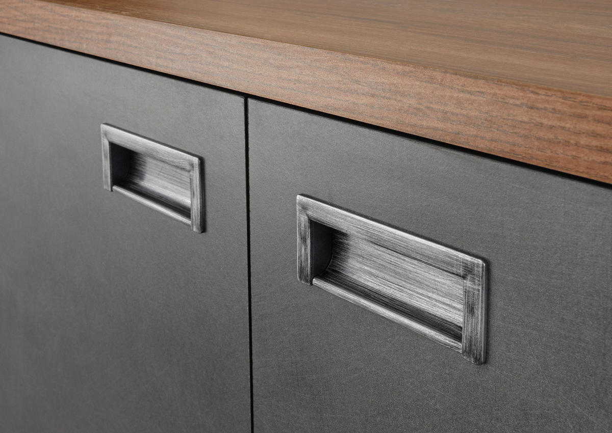 SEKRETÄR Eiche Stirling, Matera grau, Schreibtisch 90 x 127 cm - Eichefarben/Silberfarben, Holzwerkstoff/Metall (22/90/127cm) - Furn.Design