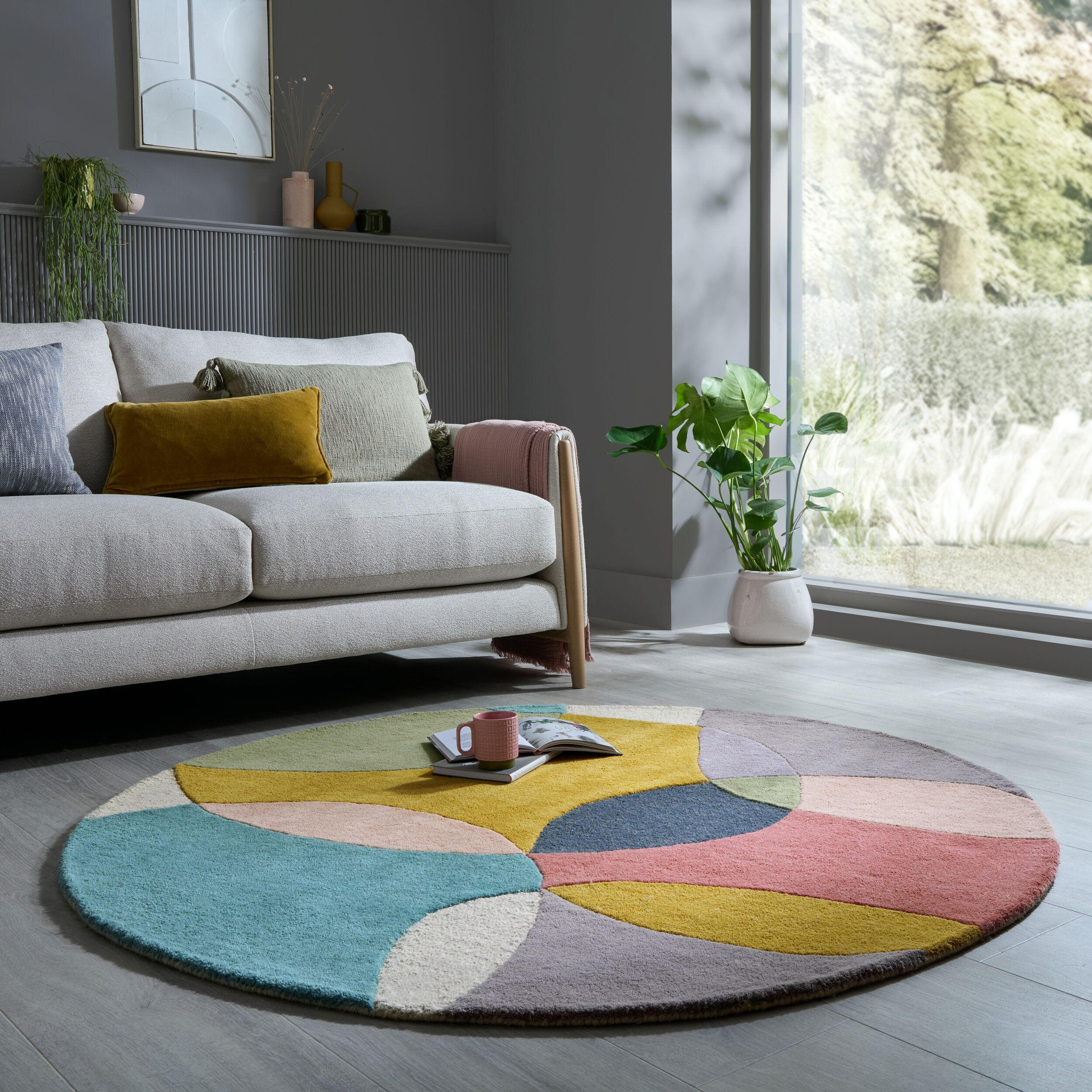 WOLLTEPPICH Abstrakt-Design mit farbakzente AIRE - Multicolor, Textil (160/160cm) - KADIMA DESIGN