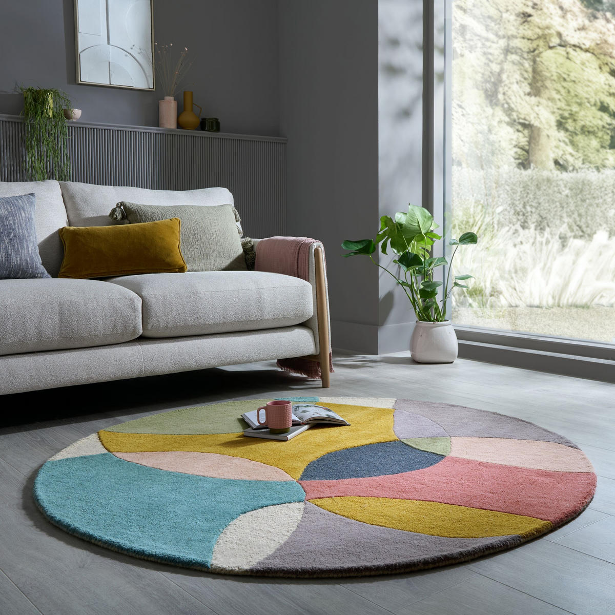 WOLLTEPPICH Abstrakt-Design mit farbakzente AIRE - Multicolor, Textil (160/160cm) - KADIMA DESIGN