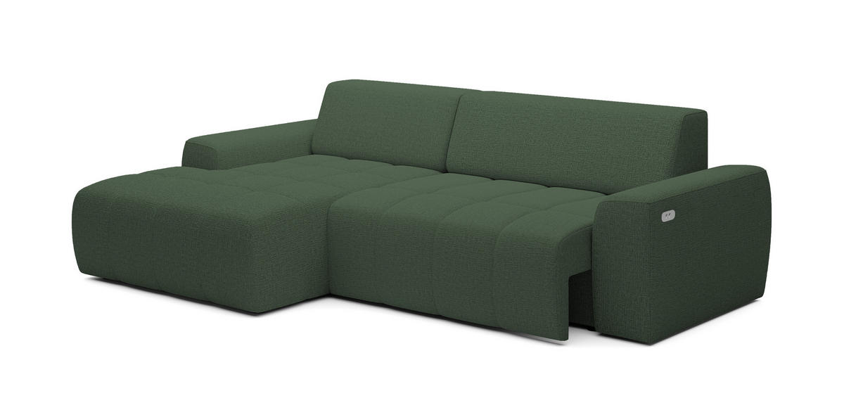 ECKSOFA Savio Freistehend, Mit Abriebfestem Kansas-Stoff, Maße 265x172x81cm, Ausziehbare Sitzfläche 206x92cm, Linke, Grün - Grün, Holz/Textil (172/265cm) - DomoHome