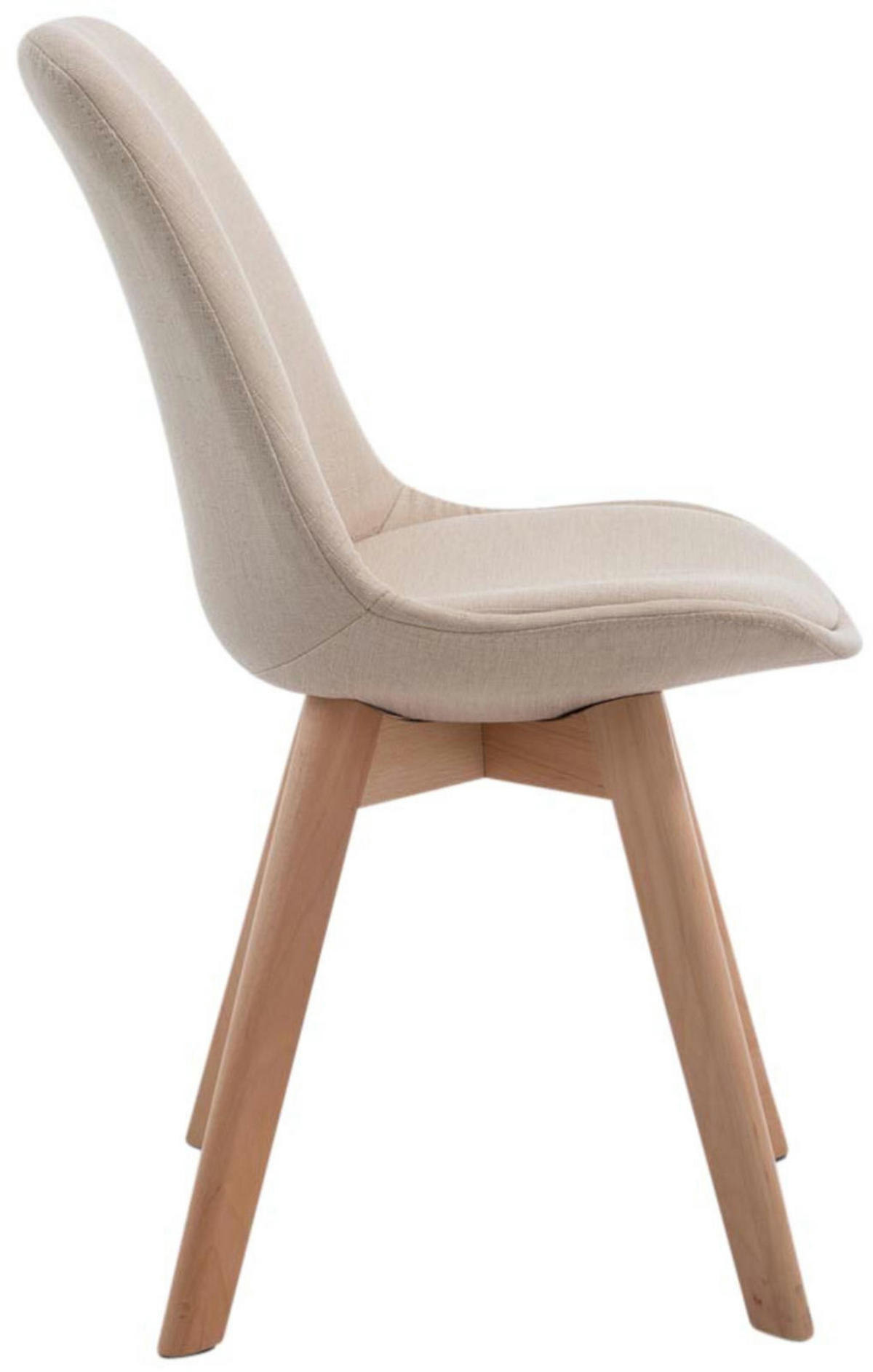 STUHL 4er Set Stoff creme - Eukalyptusholzfarben/Creme, Holz/Textil (48/84/55cm) - CLP