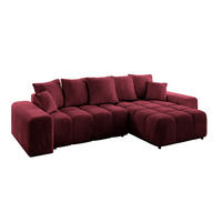 ECKSOFA Ottomane rechts ENIL-L 297x189x68 Bordeaux Velours - Bordeaux, Holzwerkstoff/Kunststoff (189/297cm) - ALTDECOR
