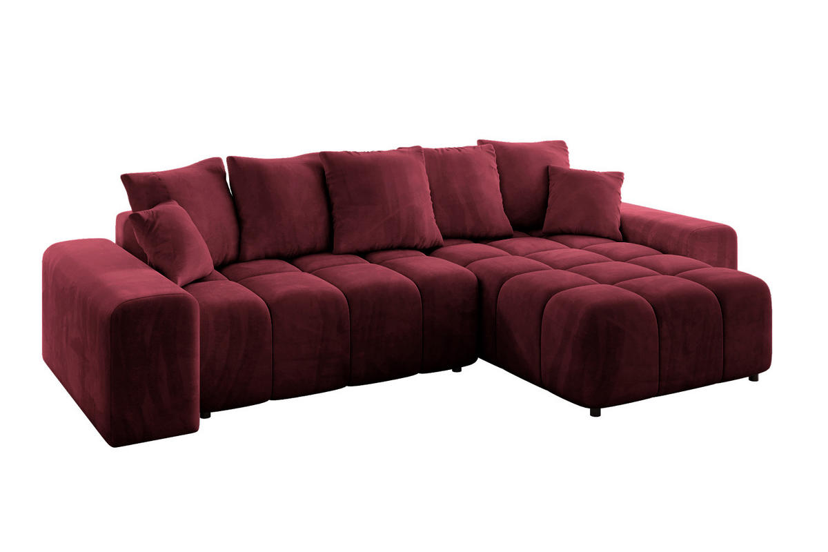 ECKSOFA Ottomane rechts ENIL-L 297x189x68 Bordeaux Velours - Bordeaux, Holzwerkstoff/Kunststoff (189/297cm) - ALTDECOR