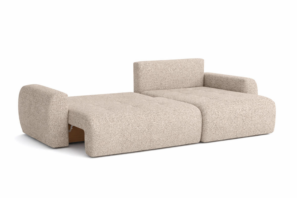 ECKSOFA Mit Schlaffunktion Und Bettkasten L-Form Ivo L, Chenille-Stoff Artico, Beige, Rechts - Sandfarben, Holz (250/142cm) - Kaiser Möbel