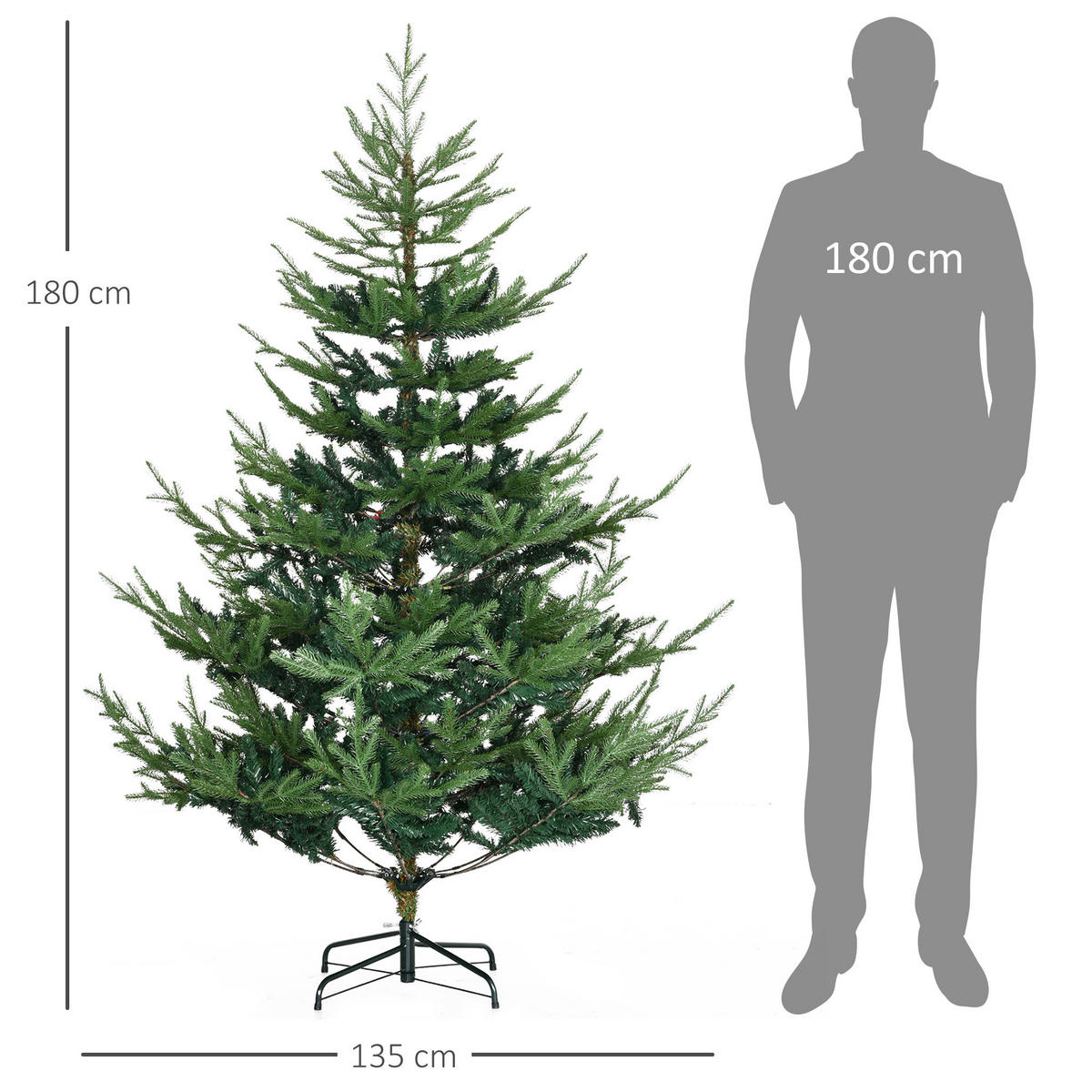 KÜNSTLICHER-WEIHNACHTSBAUM 180 cm Kieferbaum künstlich mit 795 Spitzen drinnen - Grün, Kunststoff (180cm) - HOMCOM