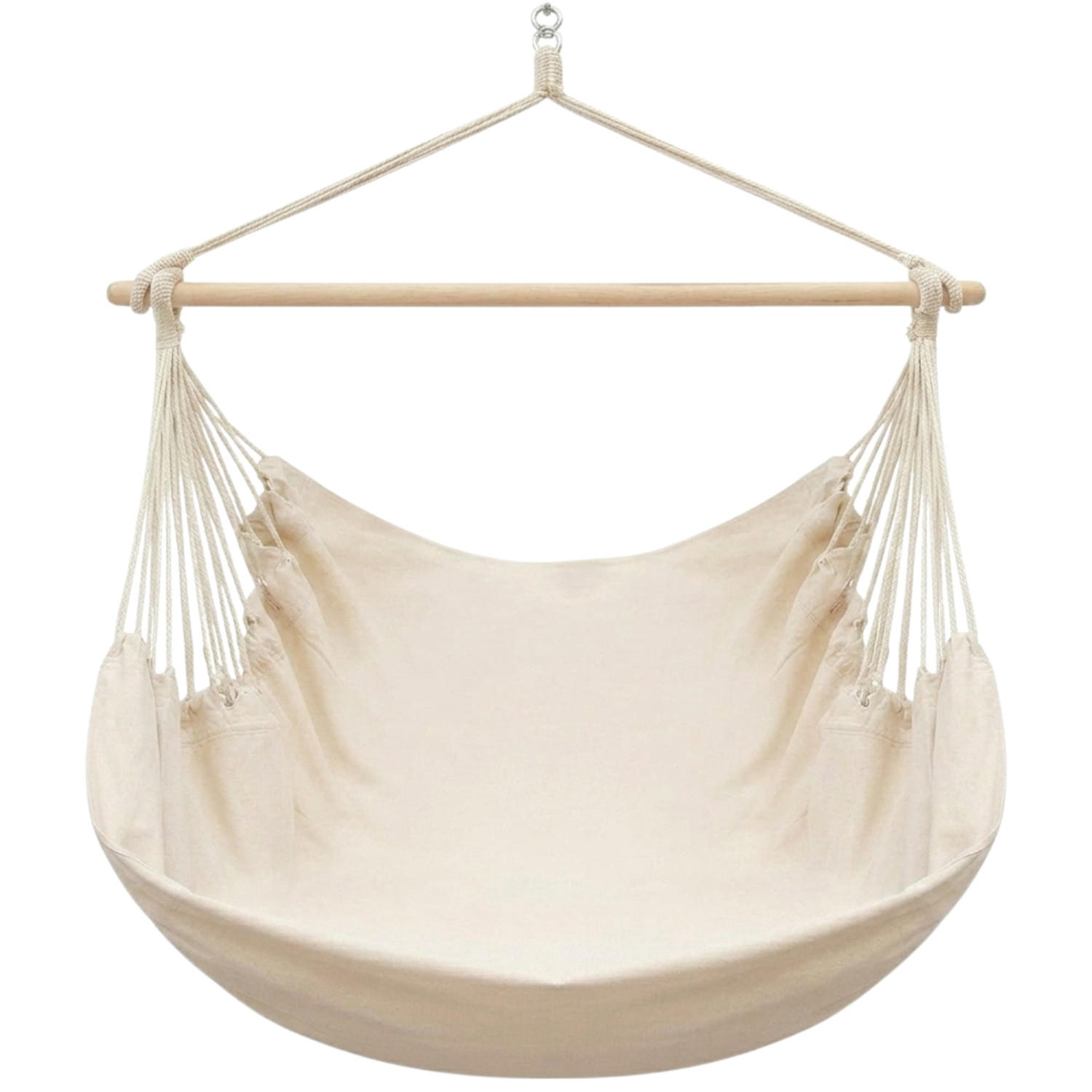 XXL HÄNGESESSEL 185/130 cm Belastbar bis 150 kg Beige - Beige, Textil (130/155/185cm) - Amanka