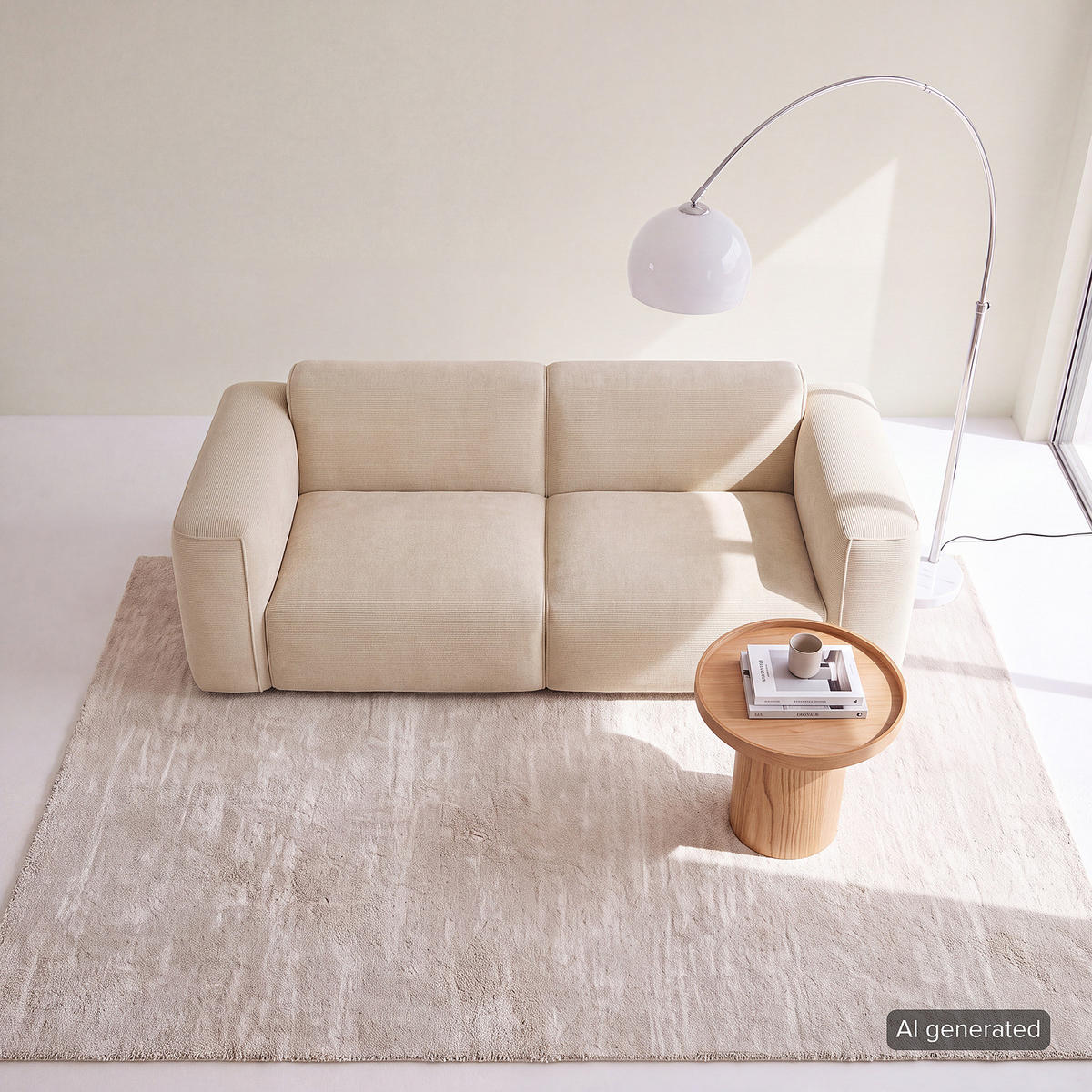 2-SITZER SOFA - Beige/Schwarz, Kunststoff/Textil (220/71/102cm) - home24