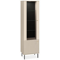 VITRINENSCHRANK DROMA inklusive Beleuchtung, Creme - Creme, Holz (55/190/40cm) - KONSIMO®