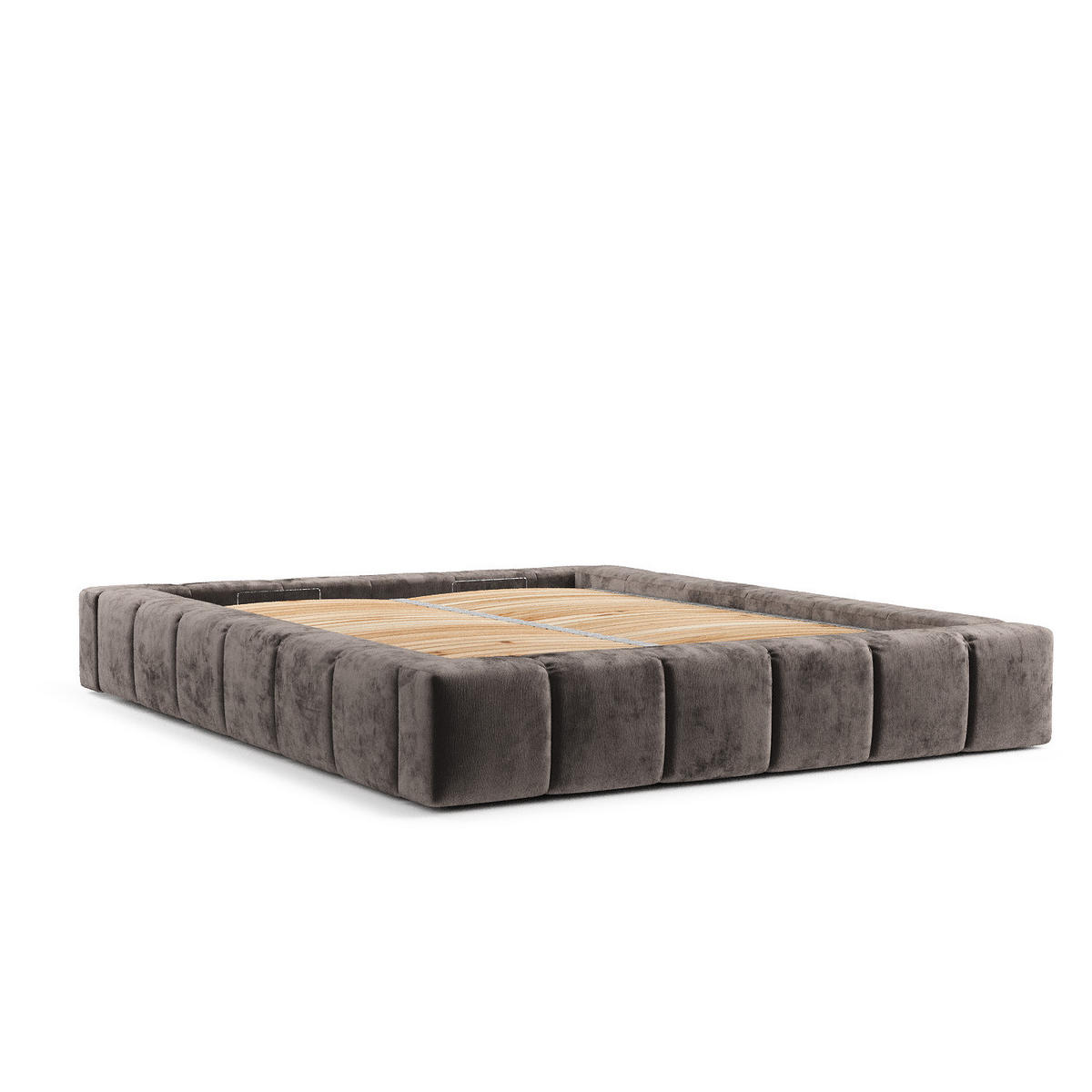 POLSTERBETT Aruba Braun 180/200 cm im Chenille-Stoff - Schwarz/Naturfarben, Holz/Holzwerkstoff (180/200cm) - Maison de Reve