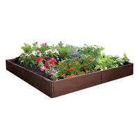 HOCHBEET Quadratisch, 115x115 cm, Braun, Kunststoff, Gartenbeet, Pflanzbeet, Gemüsebeet, Outdoor, Witterungsbeständig, DIY Garten, Balkon, Terrasse - Braun, Kunststoff (115/14/115cm) - JUNG
