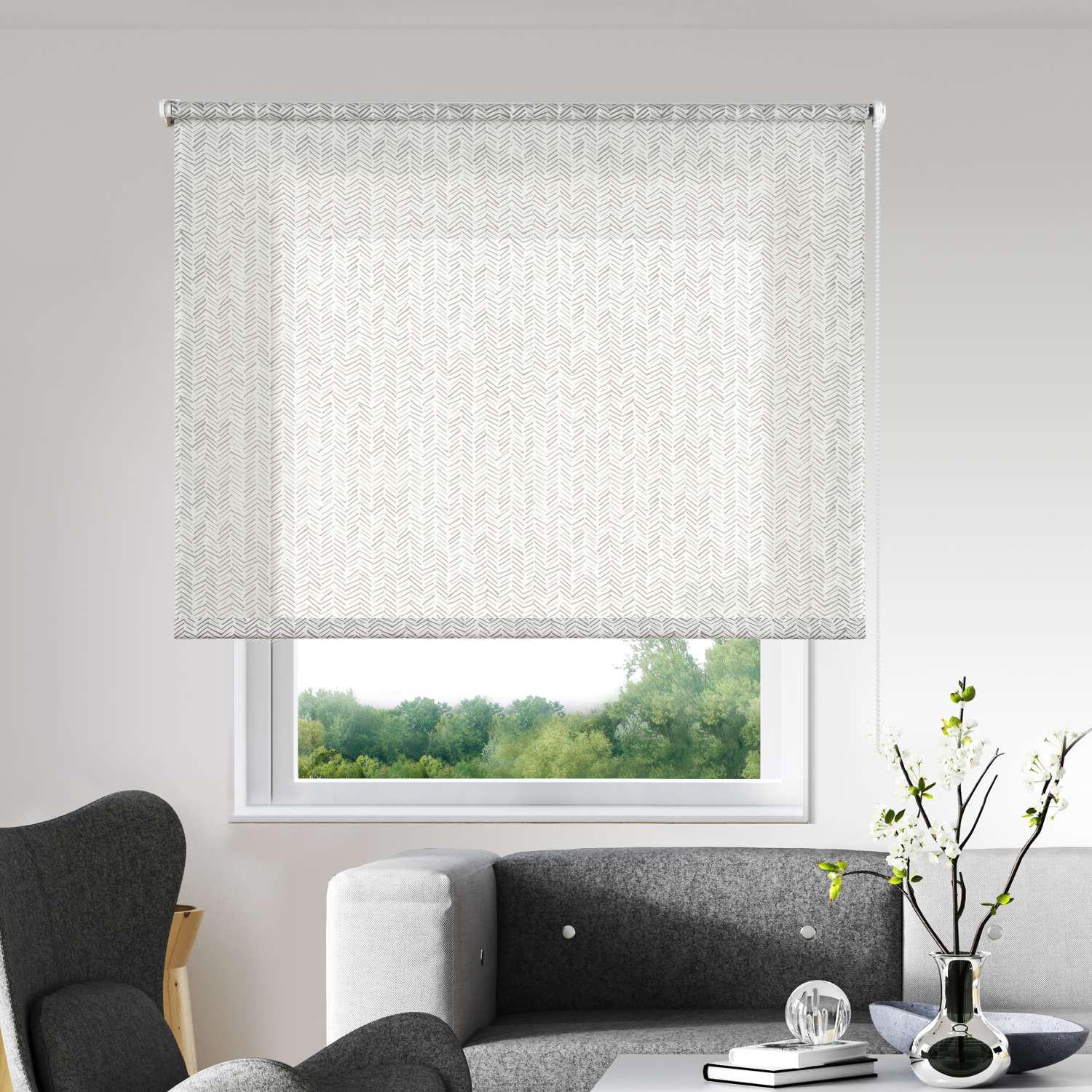 ROLLO Natürlich Grau, 150 cm x 180 cm - Grau, Kunststoff (150/180cm) - STORESDECO