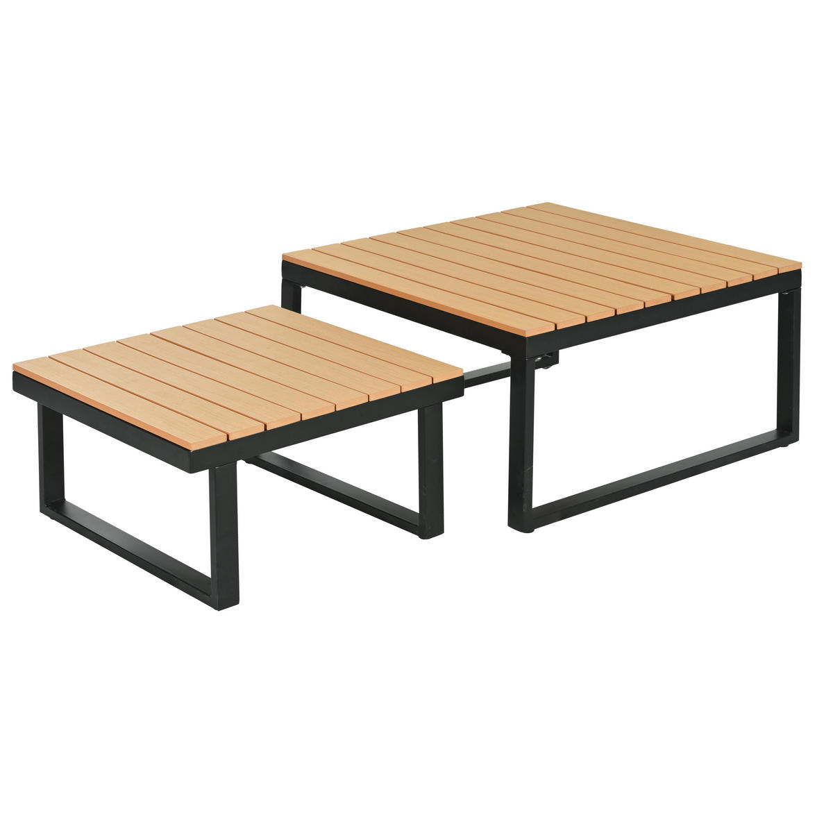 LOUNGEGARNITUR mit zwei Couchtischen, Grau + Schwarz - Grau, Metall - KOMHTOM