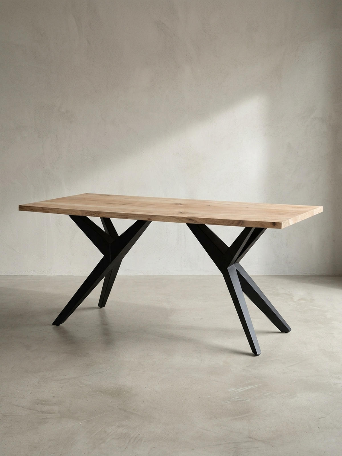 ESSTISCH Massivholz Metall Rechteckig Loft-Stil, Akazie 160x80x76 cm - Schwarz/Akaziefarben, Holz/Metall (80/160/76cm) - KADIMA DESIGN