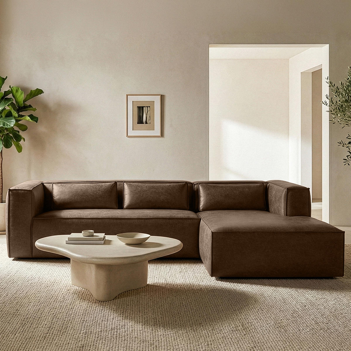 ECKSOFA RECHTS FEROX, Dunkelbraun - Dunkelbraun, Holz/Holzwerkstoff (300/175cm) - KONSIMO®