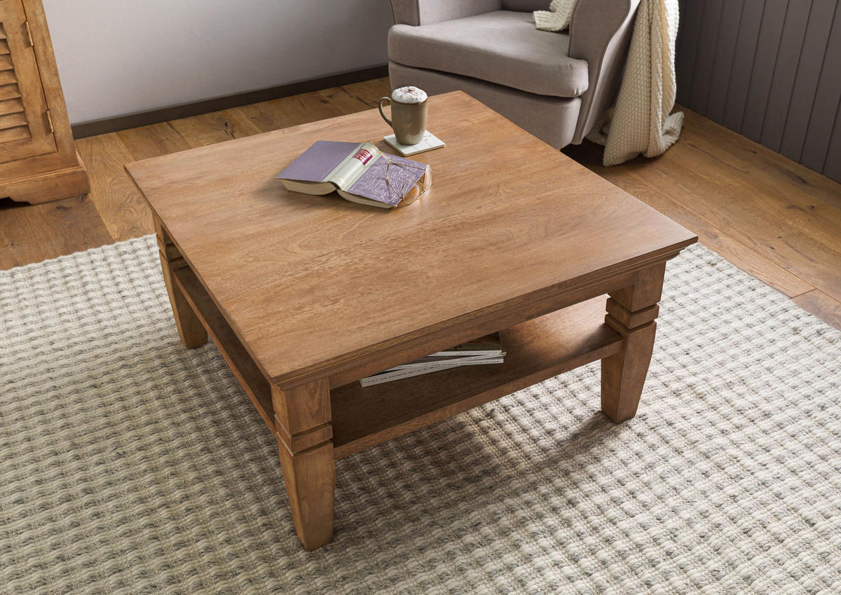 COUCHTISCH Mango 85x85x45 beige geölt TOULOUSE #12 - Beige, Holzwerkstoff (85/85/45cm) - Massivmoebel24