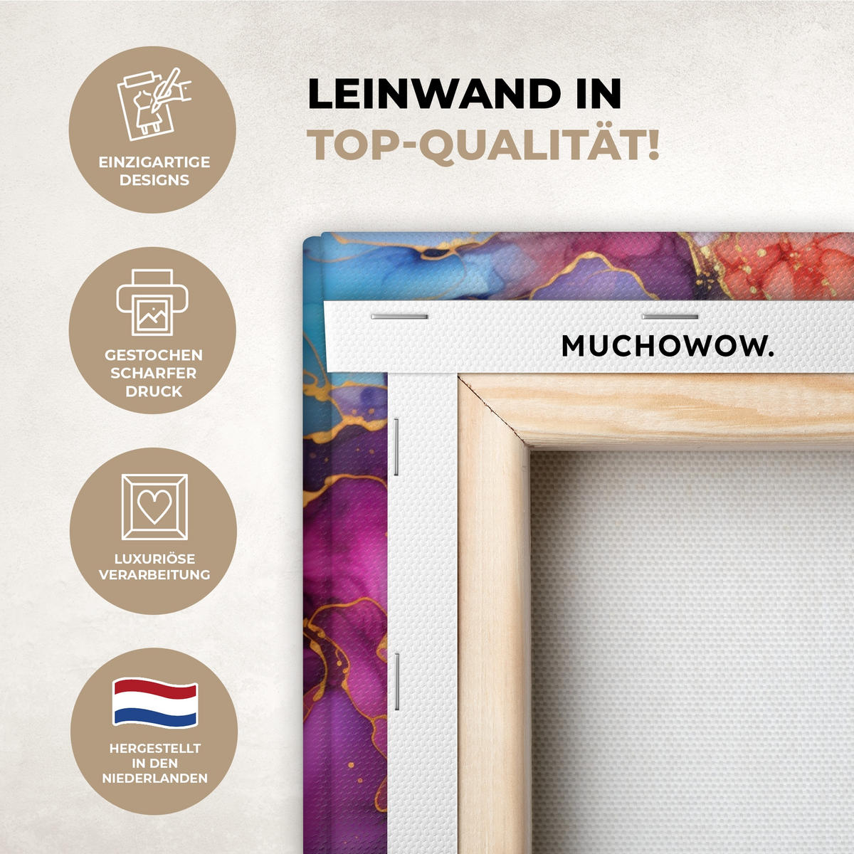 LEINWANDBILD Marmor - Bunt - Abstrakt 30x20 cm - Multicolor, Textil (30/20cm) - MuchoWow