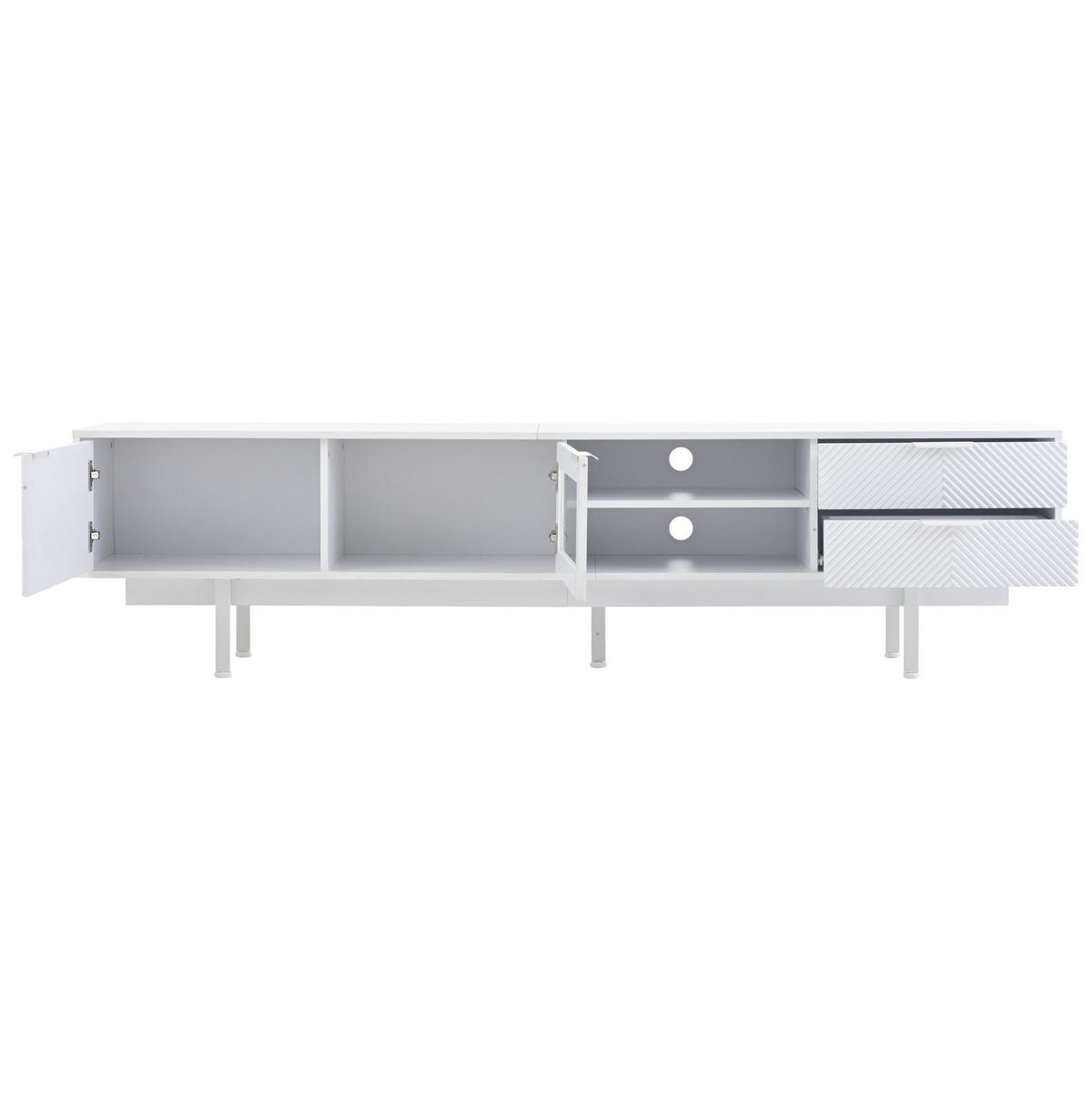 TV-ELEMENT mit 2 Türen und 2 Schubladen 200 x 40 x 50,5 cm Weiß - Weiß, Holzwerkstoff (40/50.5/200cm) - Beauniv