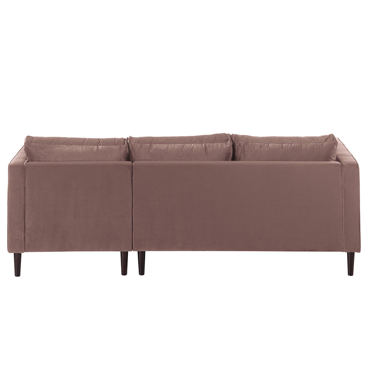 ECKSOFA - Samt - Dunkelbraun/Mauve, Birkenholz/Textil (201/155cm) - home24
