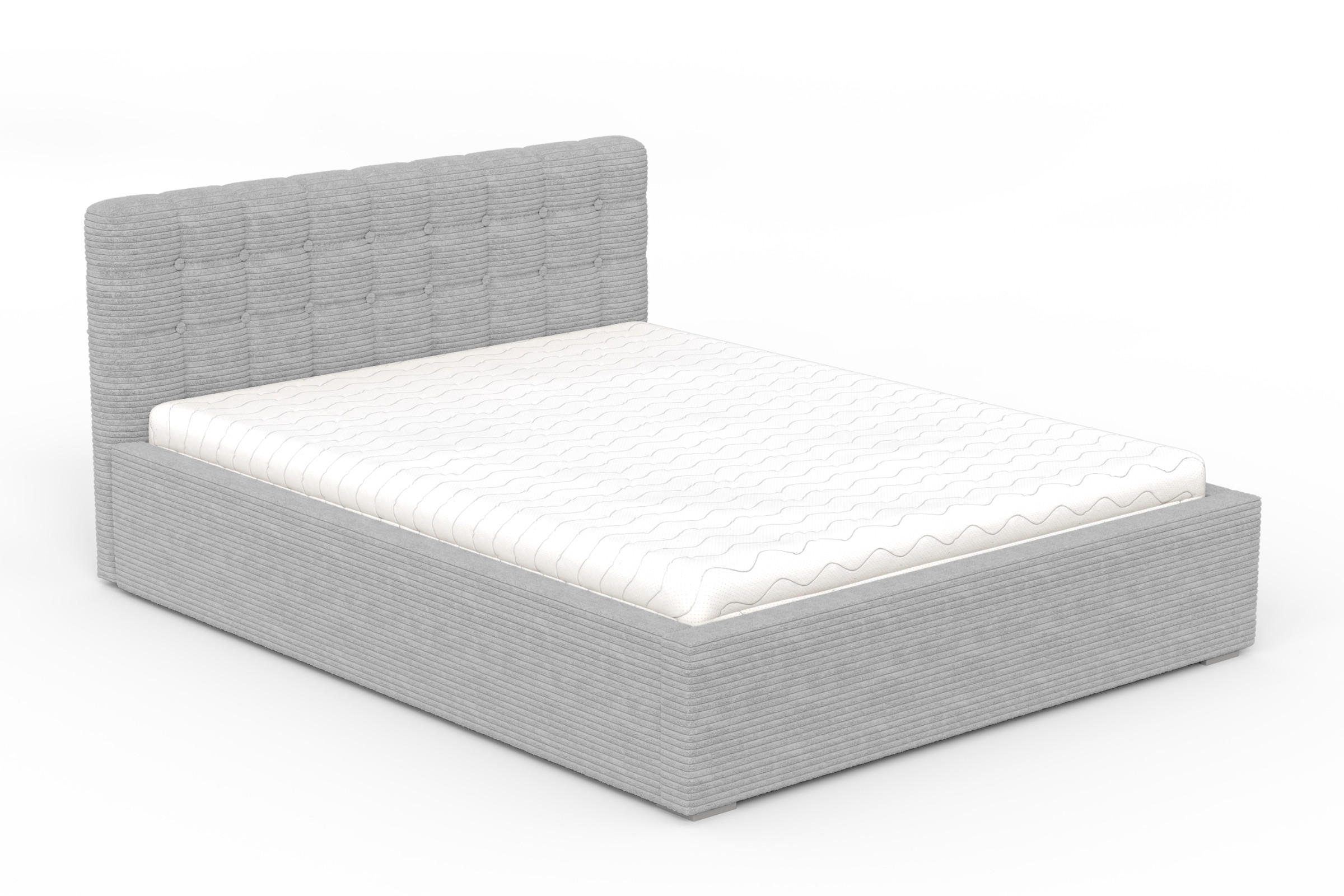 POLSTERBETT LUMA 180/200 in Cord Hellgrau - Hellgrau, Holzwerkstoff/Textil (180/200cm) - Deine Möbel 24