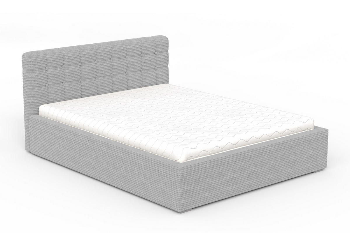 POLSTERBETT LUMA 180/200 in Cord Hellgrau - Hellgrau, Holzwerkstoff/Textil (180/200cm) - Deine Möbel 24