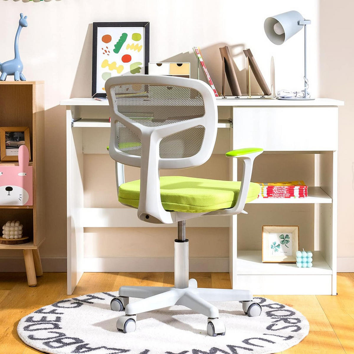 KINDER‑BÜROSTUHL 360°drehbar grün - Grün, Kunststoff (54/80/54cm) - COSTWAY
