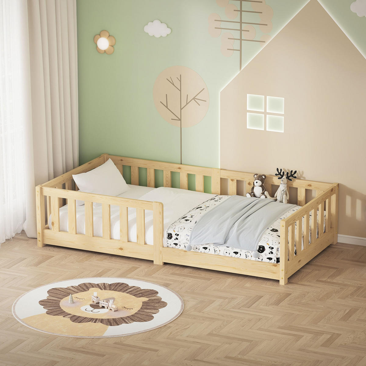 KINDERBETT 80x160 cm Natur aus Kiefernholz - Naturfarben, Holz (80/160cm) - ML-DESIGN