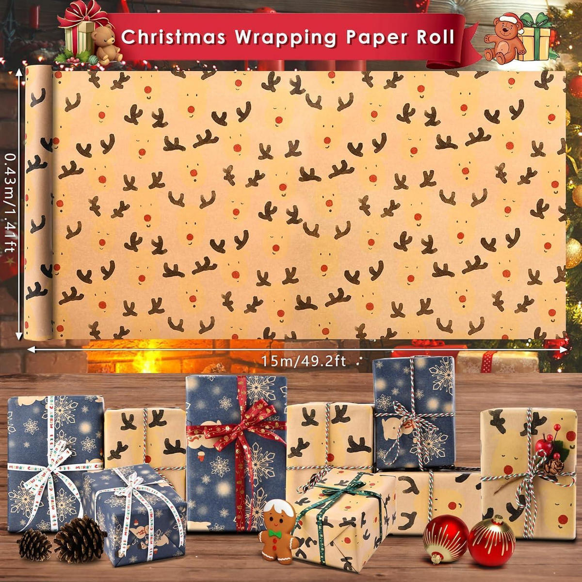GESCHENKPAPIER 2-teiliges Set 43 cm x 15 m Weihnachten - Multicolor, Papier (43/0.1/1500cm)