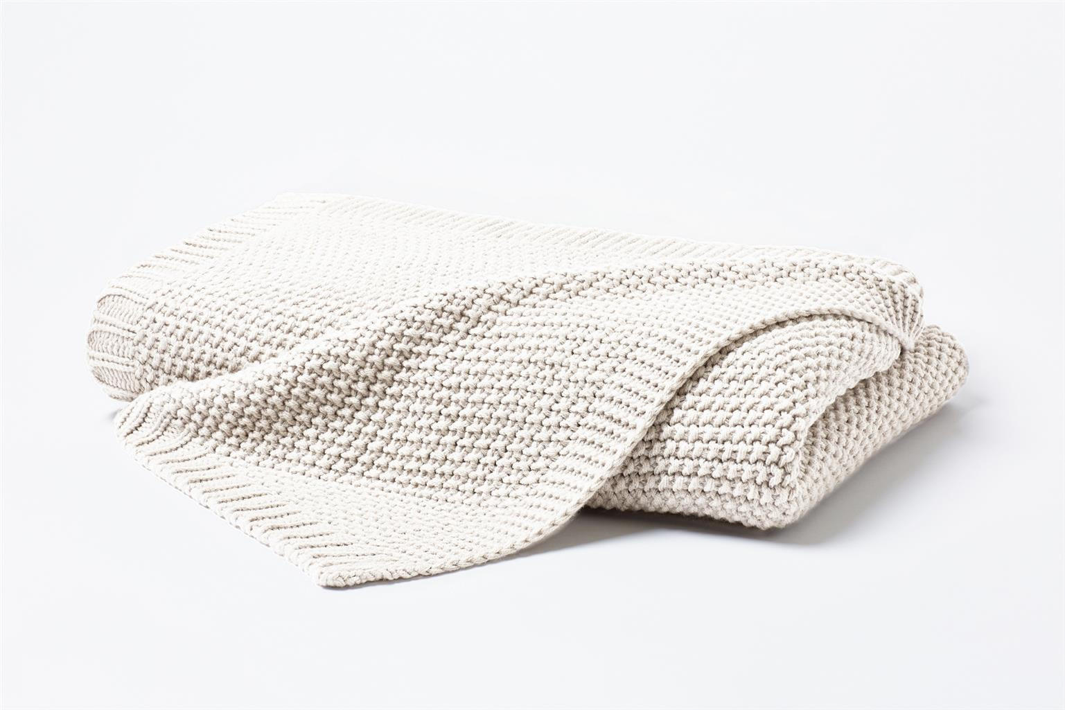 STRICKDECKE 130x170 cm, Kuscheldecke aus 100% Polyacryl, Flauschige Wohnzimmer Wohndecke für Sofa, Bett, Couch uvm. - Weiß - Ecru, Textil (130/170cm) - Carpe Sonno